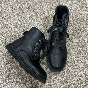 Girls black combat boots